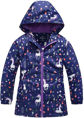 Amazon.com: Girls Rain Jacket, Windbreaker Kids Raincoat Waterproof Zip Jacket with Fleece Liner (1102, 6): Clothing, Shoes & Jewelry