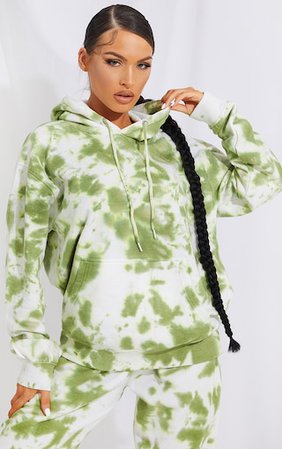 Sage Green Oversized Tie Dye Hoodie | Co-Ords | PrettyLittleThing USA