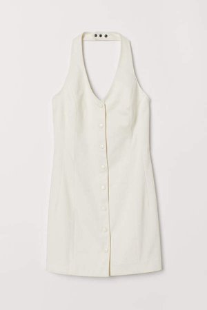 Short Halterneck Dress - White