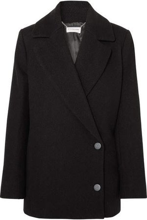 Melinnda Wool-blend Twill Coat - Black