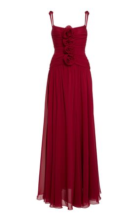 Rosette-Detailed Georgette Maxi Dress By Giambattista Valli | Moda Operandi