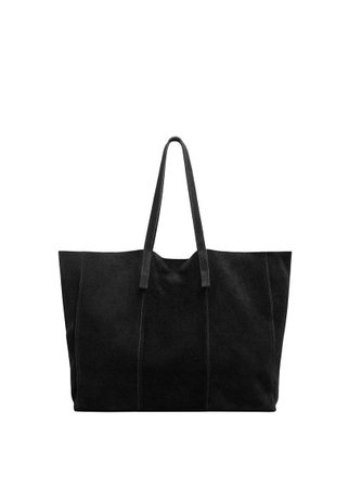 MANGO Leather shopper bag