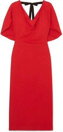Marianna Grosgrain-trimmed Draped Stretch-crepe Dress - Red