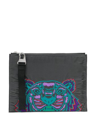 KENZO Tiger logo embroidered clutch ($186)