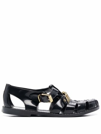 Moschino logo-lettered strappy jelly sandals - FARFETCH