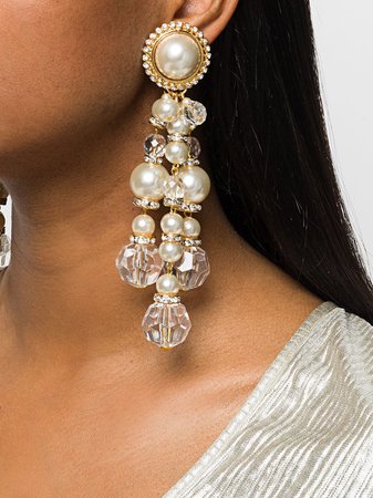 Alessandra Rich mother-of-pearl Drop clip-on Earrings - Farfetch