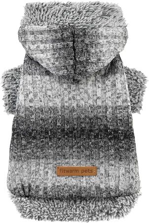 Amazon.com : Fitwarm Fuzzy Dog Sweater, Knitted Winter Dog Clothes for Small Dogs Boy Girl, Pet Cat Hooded Outfit, Heather Grey, Black, Small : Pet Supplies