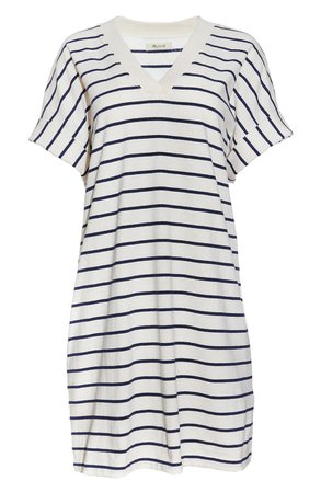 Madewell Indigo Stripe V-Neck T-Shirt Dress | Nordstrom