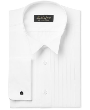 Michelsons Classic-Fit Pleated Point French Cuff Tuxedo Shirt - Dress Shirts - Men - Macy's