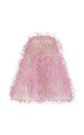 Strapless Feather Embroidered Dress By Oscar De La Renta | Moda Operandi