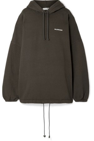 Balenciaga | Oversized embroidered cotton-blend fleece hoodie | NET-A-PORTER.COM