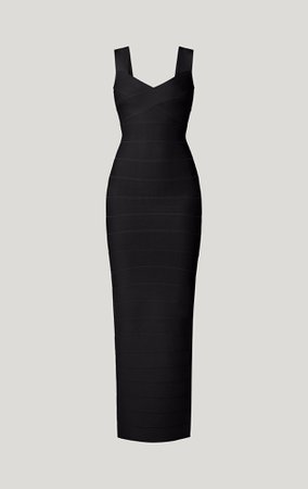 Herve Leger, Cross Front Icon Black Gown Dress