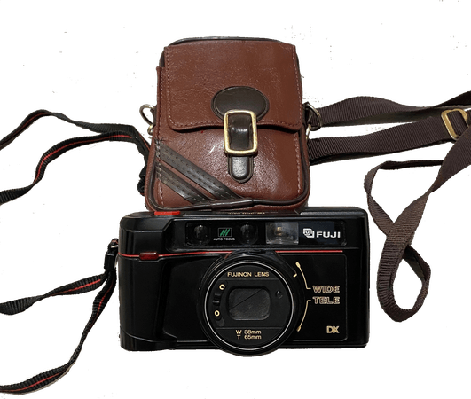 japanese vintage 80's fuji camera and bag