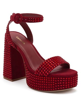 Shop Larroudé Dolly Crystal-Embellished Suede Platform Sandals | Saks Fifth Avenue