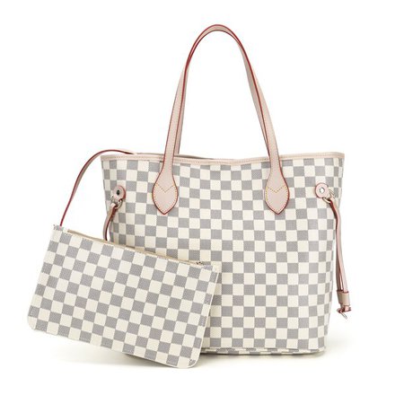 RICHPORTS Checkered Tote Shoulder Bag with inner pouch - PU Vegan Leather （white） - Walmart.com - Walmart.com