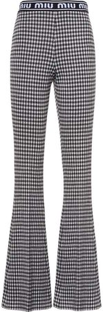 gingham check flared trousers