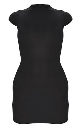 Black High Neck Ribbed Bodycon Dress | PrettyLittleThing USA