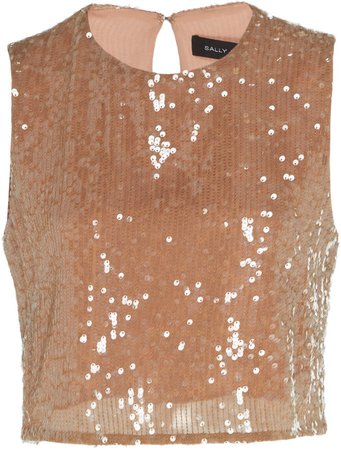 Sequin Viscose Cropped Tank