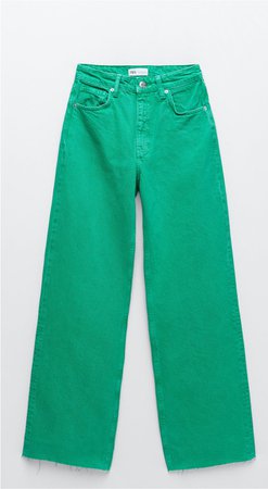 green wide leg jeans Zara