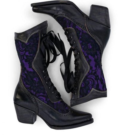 Black and Purple Victorian Styled Boots