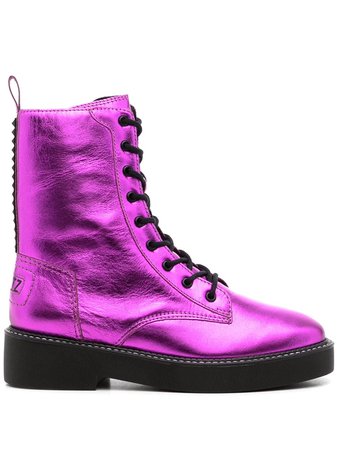 Schutz metallic lace-up boots - FARFETCH