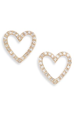 EF COLLECTION Diamond Open Heart Stud Earrings | Nordstrom