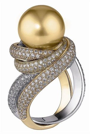 gold and diamond pearl ring