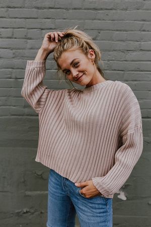 Rocco Ribbed Sweater in Taupe