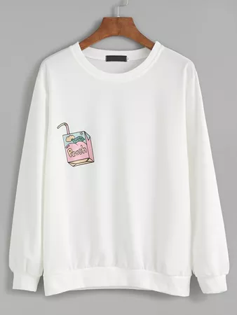 Drawing Print Drop Shoulder Sweatshirt | SHEIN USA