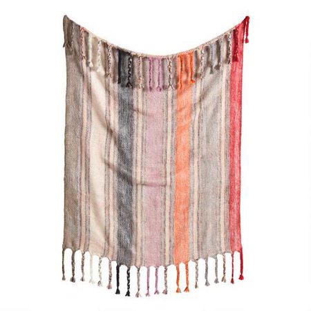 Warm Multi Stripe Boho Throw Blanket | World Market
