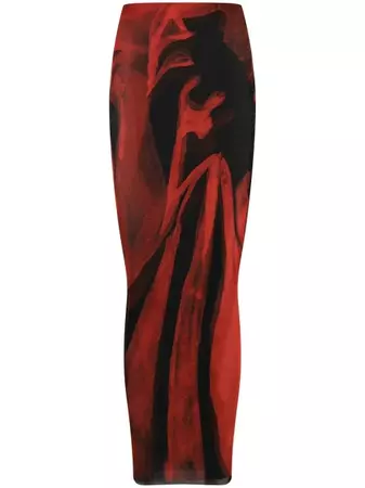 Louisa Ballou abstract-print Maxi Pencil Skirt - Farfetch