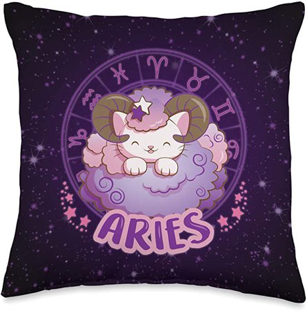 Amazon.com: Zodiac Cats Collection by Irene Koh Studio Kawaii Cat Zodiac Sign Aries Throw Pillow, 16x16, Multicolor: Home & Kitchen