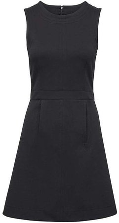 Contrast Stitch Fit-and-Flare Dress