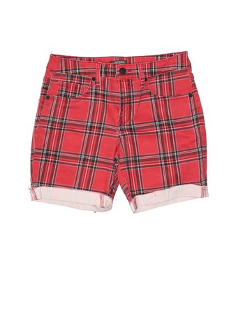 Wild Fable Plaid Red dyed Denim Shorts Size 4 - 59% off | thredUP