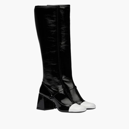 Patent leather boots Black/white | Miu Miu