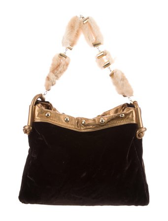 Giuseppe Zanotti Velvet Mink-Trimmed Bag - Handbags - GIU46248 | The RealReal