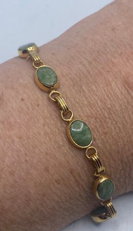 Vintage Green Jade Bracelet Gold Filled - Etsy