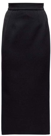 Crepe Pencil Skirt - Womens - Black