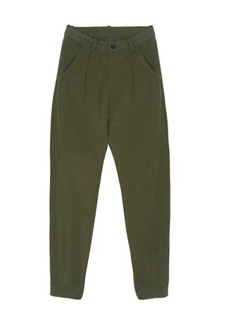 Tapered Cotton Twill Pants- Seaweed – The Frankie Shop