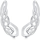 Amazon.com: Pretty 18K Gold Plated Hearts & Arrows Simulated Diamond Ear Crawler - Cuff Earrings Hypoallergenic Stud Ear Climber Jackets (Silver): Clothing