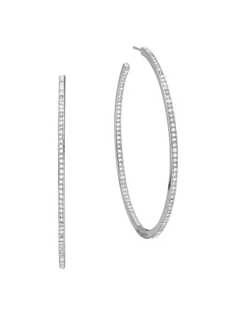 Michael Kors Premium Platinum-Plated & Cubic Zirconia Inside Outside Hoop Earrings