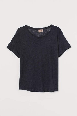 H&M+ Linen T-shirt - Blue