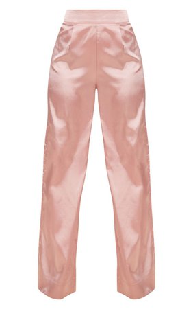 Petite Dusty Pink Satin Wide Leg Trousers | PrettyLittleThing USA