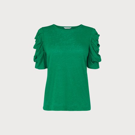 Rain Green Ruched Sleeve Top | Clothing | L.K.Bennett