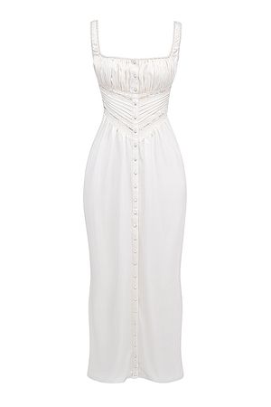 Clothing : Maxi Dresses : 'Illiana' Ivory Real Silk Maxi Dress