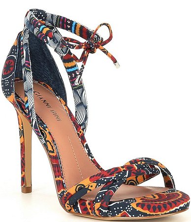 Gianni Bini Abbrie Printed Ankle Tie Sandals | Dillard's