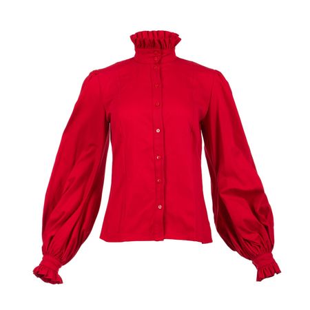 Red Billowing Blouse | Judy R Clark | Wolf & Badger