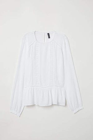 Blouse with Lace Details - White