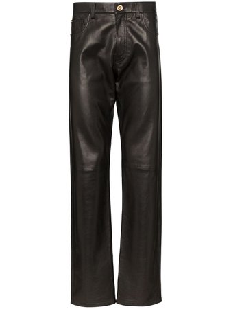Versace straight-leg Leather Trousers - Farfetch