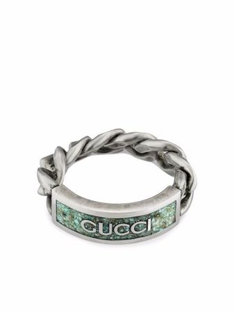 Gucci Logo Plaque Chain Ring - Farfetch